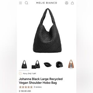 Melie Bianco Black Woven Vegan Shoulder Bag